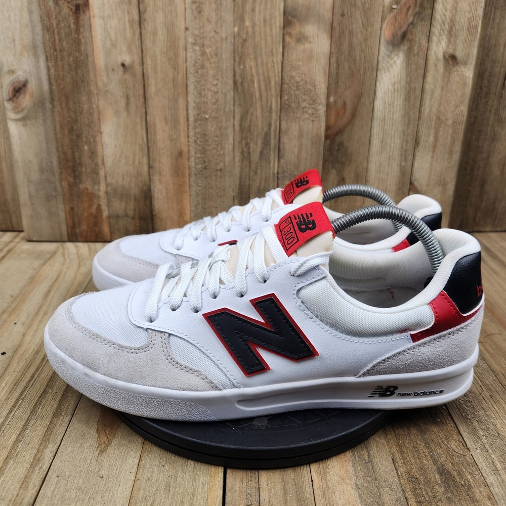 New Balance CT300 Court Shoes Mens size 9.5 White Navy Red Court Sneakers